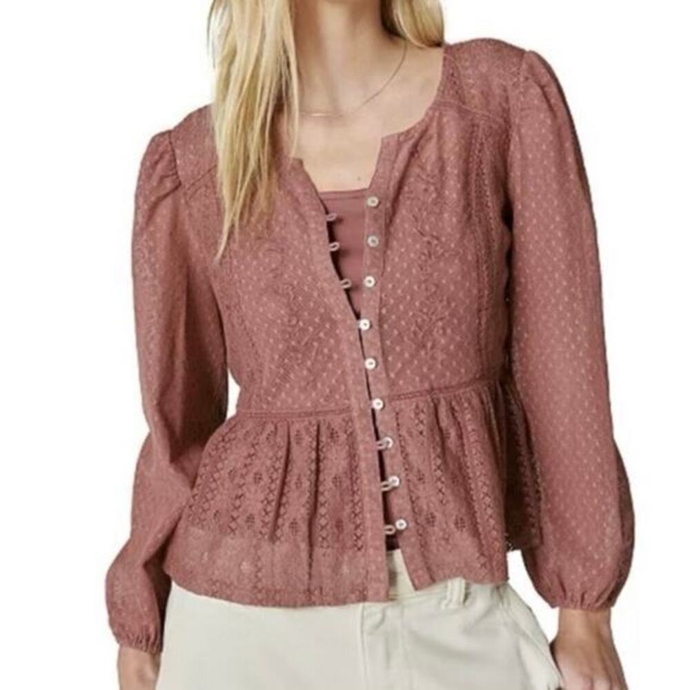 nwt Lucky Brand Lace Date Night Top Peplum Blouse Bohemian Cottagecore Small
